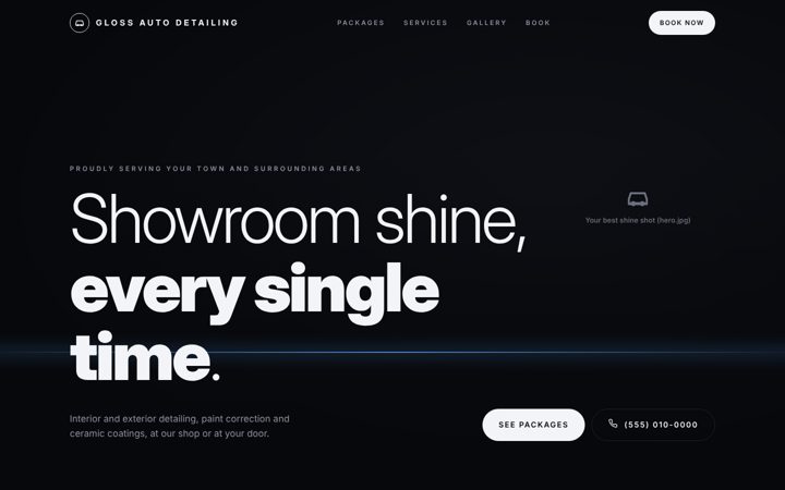Auto Detailing website template preview