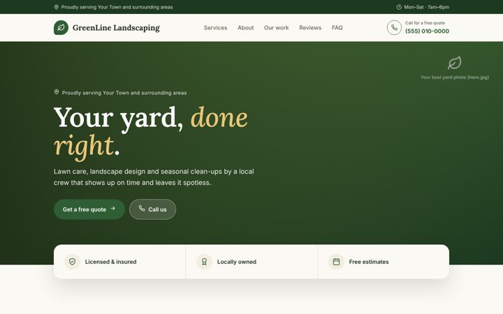 Landscaping website template preview