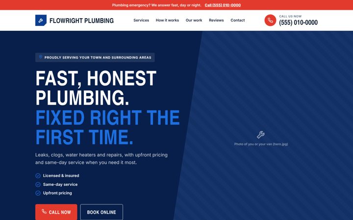 Plumbing website template preview