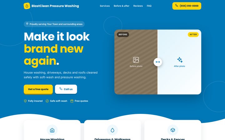 Pressure Washing website template preview