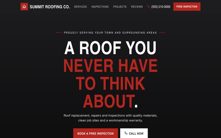 Roofing website template preview